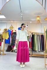 Áo cổ tròn tay nhún lồng đèn linen tưng premium Cói Design