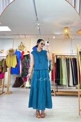 Áo bèo cổ tròn nút bọc linen tưng premium Cói Design