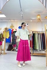 Áo cổ tròn tay nhún lồng đèn linen tưng premium Cói Design