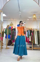 Áo cổ tròn phối nơ linen tưng premium Cói Design