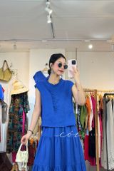 Áo bèo cổ tròn nút bọc linen tưng premium Cói Design