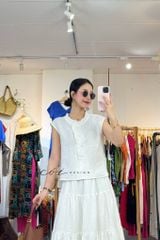 Áo bèo cổ tròn nút bọc linen tưng premium Cói Design