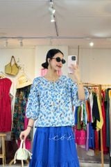 Áo cổ tròn tay nhún lồng đèn linen tưng premium Cói Design