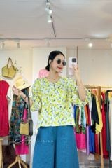 Áo cổ tròn tay nhún lồng đèn linen tưng premium Cói Design