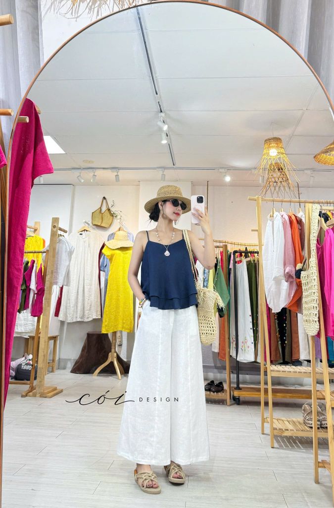 Áo 2 dây bèo linen tưng premium Cói Design