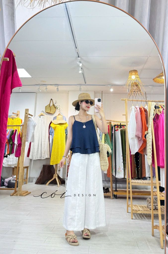 Áo 2 dây bèo linen tưng premium Cói Design