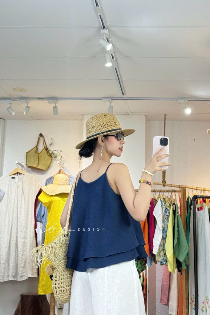 Áo 2 dây bèo linen tưng premium Cói Design