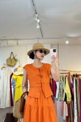 Chân váy dáng dài 1 tầng linen tưng premium Cói Design