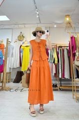 Chân váy dáng dài 1 tầng linen tưng premium Cói Design