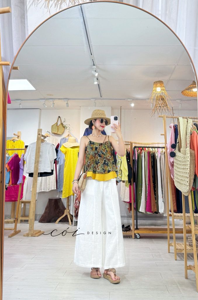 Áo 2 dây bèo linen tưng premium Cói Design