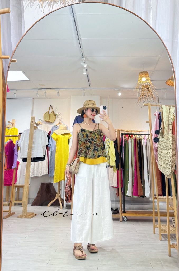 Áo 2 dây bèo linen tưng premium Cói Design