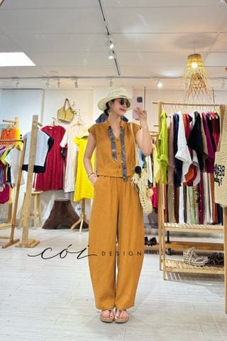 Quần ống cong linen tưng premium Cói Design