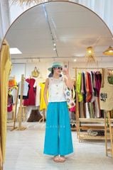 Áo thêu sát nách nút bọc Hoa Gió linen tưng premium Cói Design