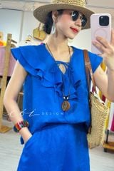 Áo cổ phối bèo linen tưng premium Cói Design