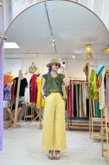 Quần suông phối bèo lai túi linen tưng premium Cói Design