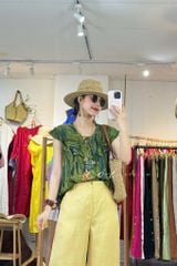 Quần suông phối bèo lai túi linen tưng premium Cói Design