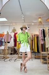 Áo sơ mi thắt nơ linen tưng premium Cói Design
