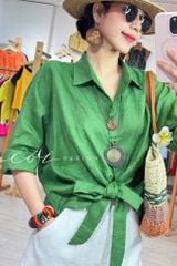 Áo sơ mi thắt nơ linen tưng premium Cói Design