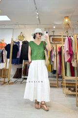 Áo tay xếp lưng đan dây chéo linen tưng premium Cói Design