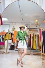 Áo sơ mi thắt nơ linen tưng premium Cói Design