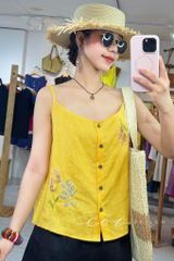 Áo 2 dây thêu hoa linen tưng premium Cói Design