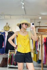 Áo 2 dây thêu hoa linen tưng premium Cói Design