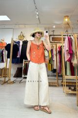 Áo 2 dây thêu hoa linen tưng premium Cói Design