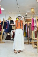 Áo sơ mi phối dây họa tiết linen tưng Cói Design