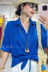 Áo sơ mi thắt nơ linen tưng premium Cói Design