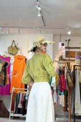 Áo croptop tay bí phối dây linen Cói Design