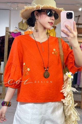 Áo lòng đèn thêu hoa Cói Design