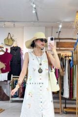 Đầm thêu hoa rơi linen tưng Cói Design
