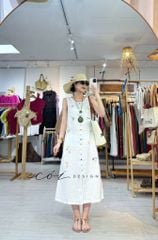 Đầm thêu hoa rơi linen tưng Cói Design