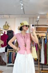 Áo cổ tròn phối nơ linen tưng premium Cói Design