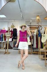 Áo thêu tay Giỏ Hoa Nhỏ ( khuy dây) Cói Design