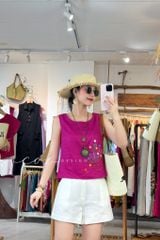 Áo thêu tay Giỏ Hoa Nhỏ ( khuy dây) Cói Design