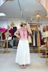 Áo cổ tròn phối nơ linen tưng premium Cói Design