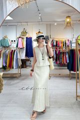 Áo sát nách nút bọc lưng một màu linen tưng premium Cói Design