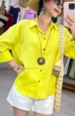 Áo sơ mi form suông phối nút lưng linen tưng premium Cói Design