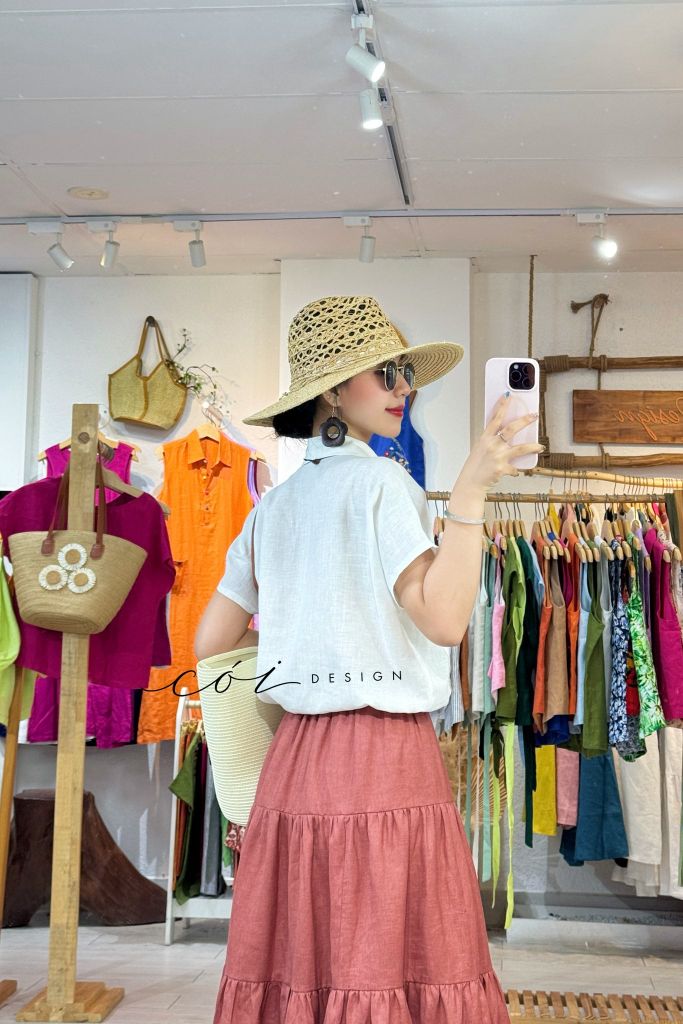 Chân váy tầng linen tưng premium Cói Design
