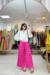 Quần 1 tầng suông lưng thun linen tưng premium Cói Design