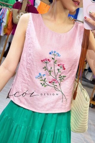 Áo nút bọc khuy dây thêu Hoa Bi Cói Design