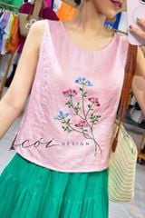 Áo nút bọc khuy dây thêu Hoa Bi Cói Design