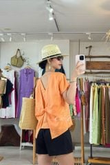 Áo xoắn lưng linen tưng premium Cói Design