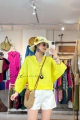 Áo cổ trụ 19 nút bọc màu Linen tưng premium Cói Design