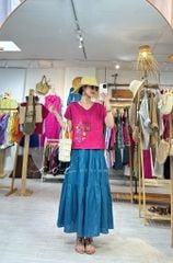 Áo cổ tim thêu Hoa Nắng Nhẹ Cói Design