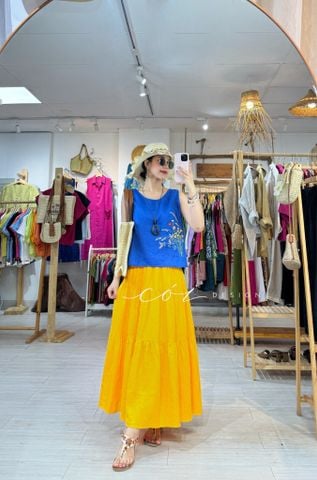 Áo thêu bông lúa non linen tưng premium Cói Design