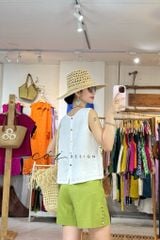 Quần short nút bọc màu linen Hàn Cói Design