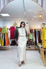 Áo sát nách xếp ly cổ trụ linen tưng premium Cói Design