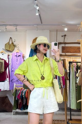 Áo sơ mi bo thun linen tưng premium Cói Design